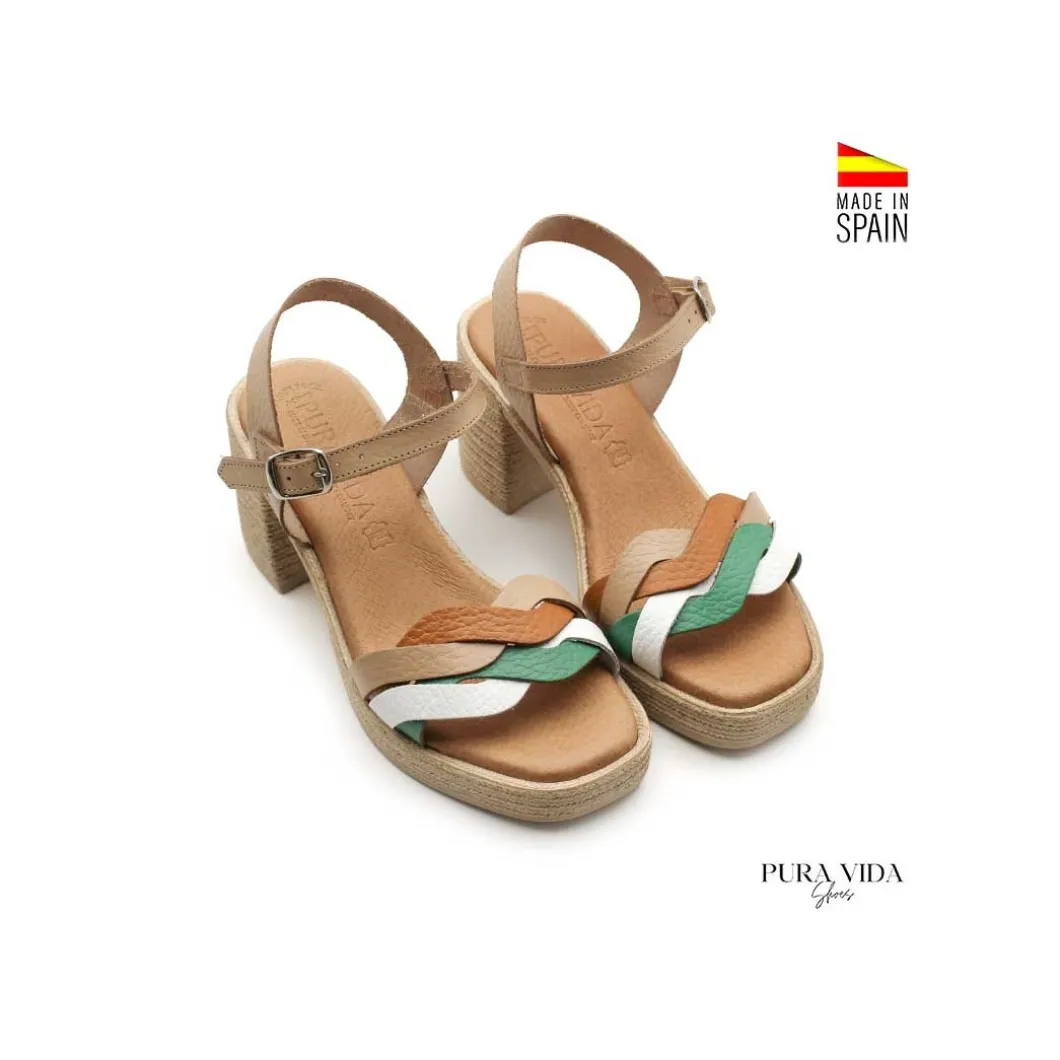 Sandalia Solea beige con tacón y plataforma