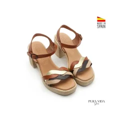 Sandalia Solea marrón con tacón y plataforma
