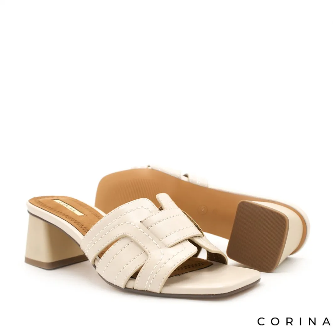 Sandalia tacón mule beige