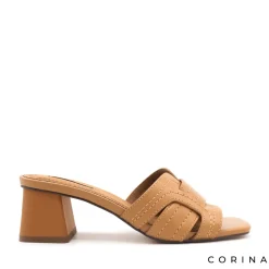 Sandalia tacón mule camel