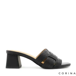 Sandalia tacón mule negra