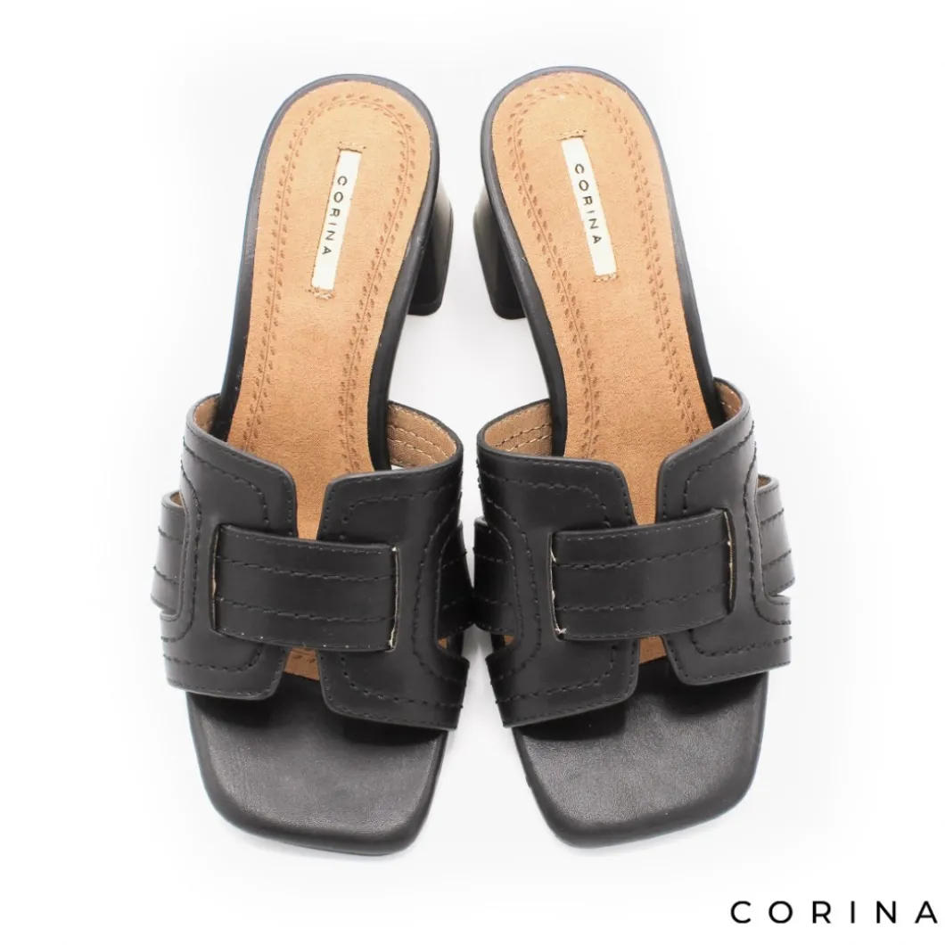 Sandalia tacón mule negra