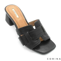 Sandalia tacón mule negra