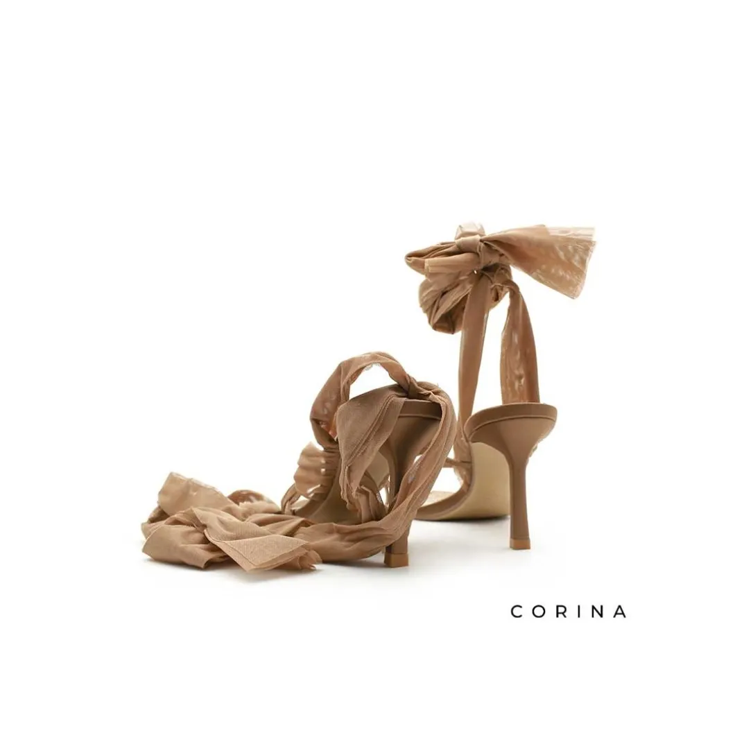 Sandalia tacon lazo camel