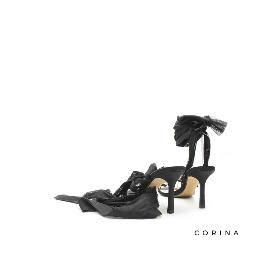 Sandalia tacon lazo negro