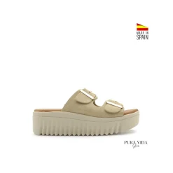 Sandalia track hebillas beige
