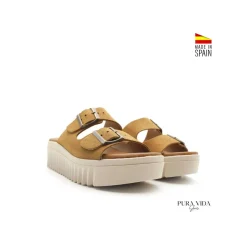 Sandalia track hebillas camel