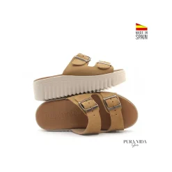 Sandalia track hebillas camel