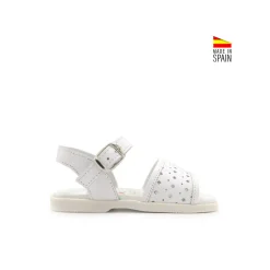 Sandalia troquelada piel blanca