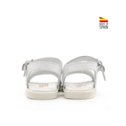 Sandalia troquelada piel blanca