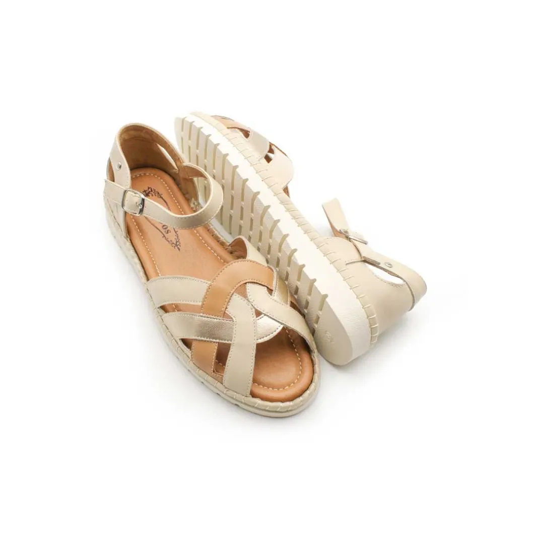 Sandalia V&D cangrejera beige