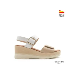 Sandalia Vita piel blanco beige