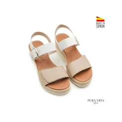 Sandalia Vita piel blanco beige