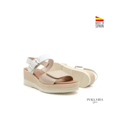 Sandalia Vita piel blanco beige