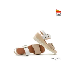 Sandalia Vita piel blanco beige