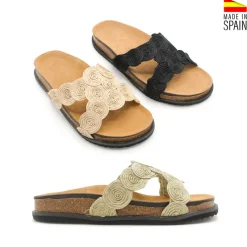 Sandalias circulitos rafia estilo bio