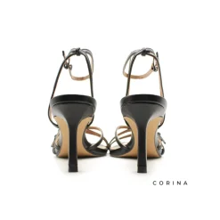 Sandalias con tacon negra de hebillas