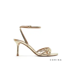 Sandalias con tacon platino de hebillas