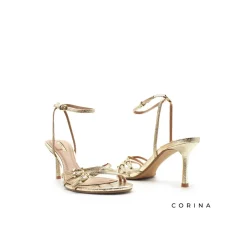 Sandalias con tacon platino de hebillas