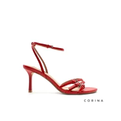 Sandalias con tacon rojas de hebillas