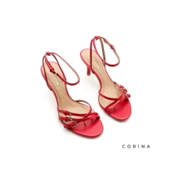 Sandalias con tacon rojas de hebillas