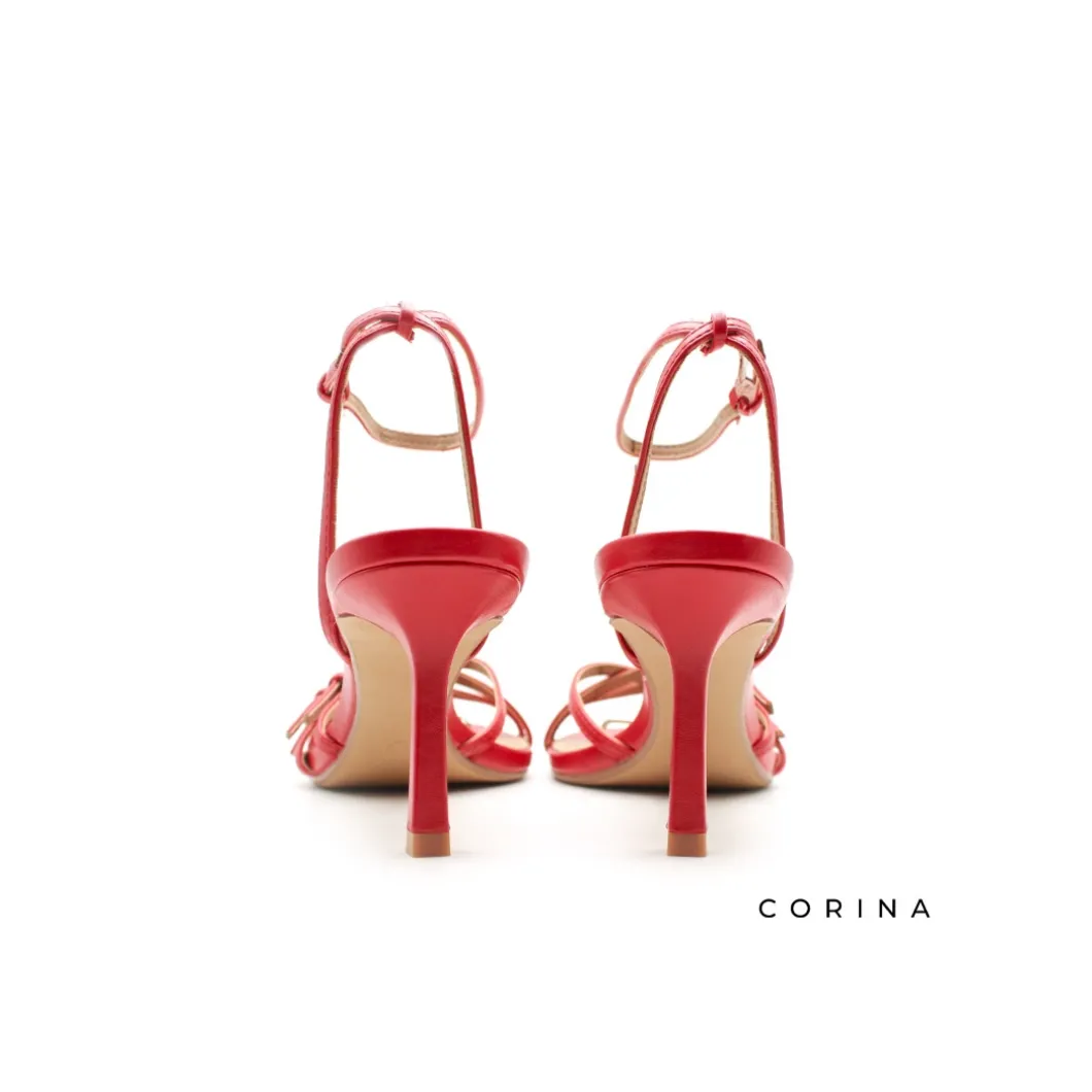 Sandalias con tacon rojas de hebillas