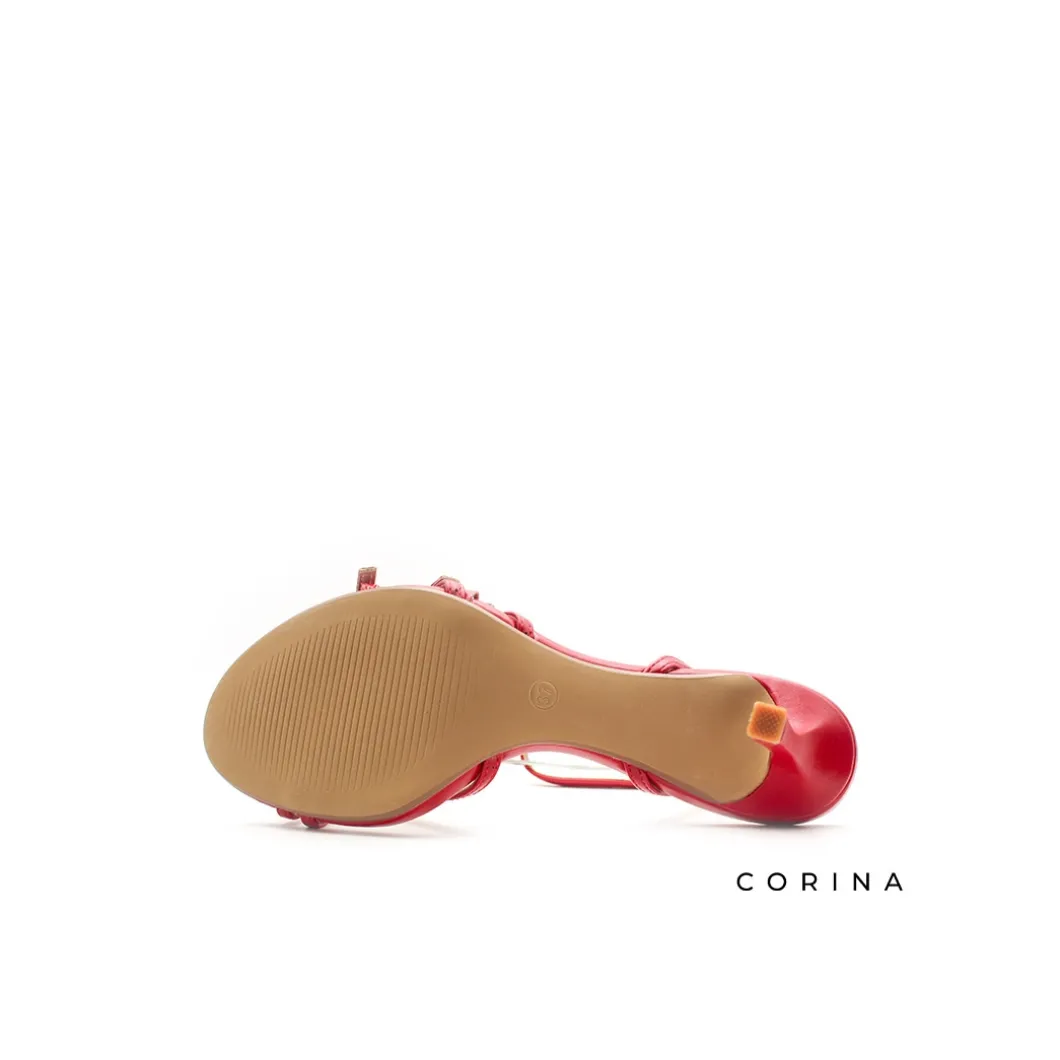 Sandalias con tacon rojas de hebillas