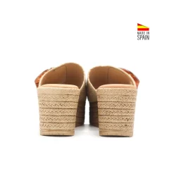 Sandalias cuña esparto beige con hebilla