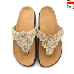 Sandalias de dedo rafia beige
