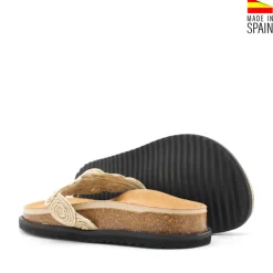 Sandalias de dedo rafia beige