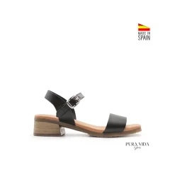 Sandalias de piel negras con tacón bajo