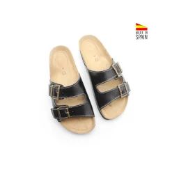 Sandalias hebillas con suela de corcho negra