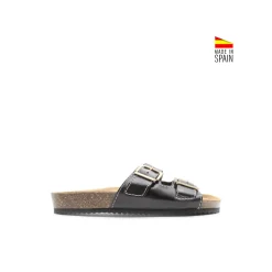 Sandalias hebillas con suela de corcho negra
