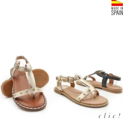 SANDALIAS NIÑA METALIZADA TACHAS