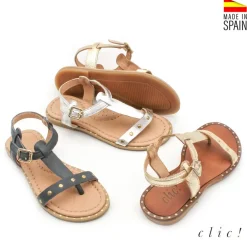 SANDALIAS NIÑA METALIZADA TACHAS
