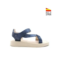 SANDALIAS VELCRO CAVA PIEL AZUL