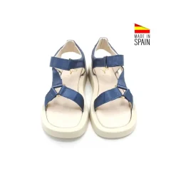 SANDALIAS VELCRO CAVA PIEL AZUL