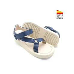 SANDALIAS VELCRO CAVA PIEL AZUL