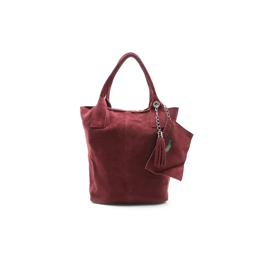 Shopper piel serraje burdeos