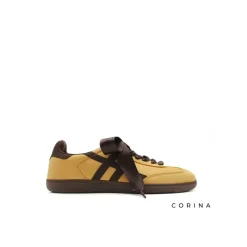 Sneaker mostaza lazo raso