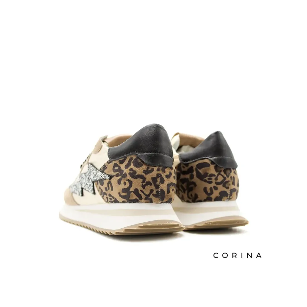 Sneakers rayo glitter camel