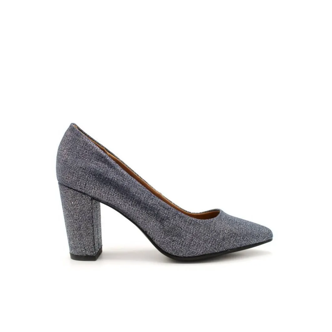 Stiletto tacón ancho vaquero brillo