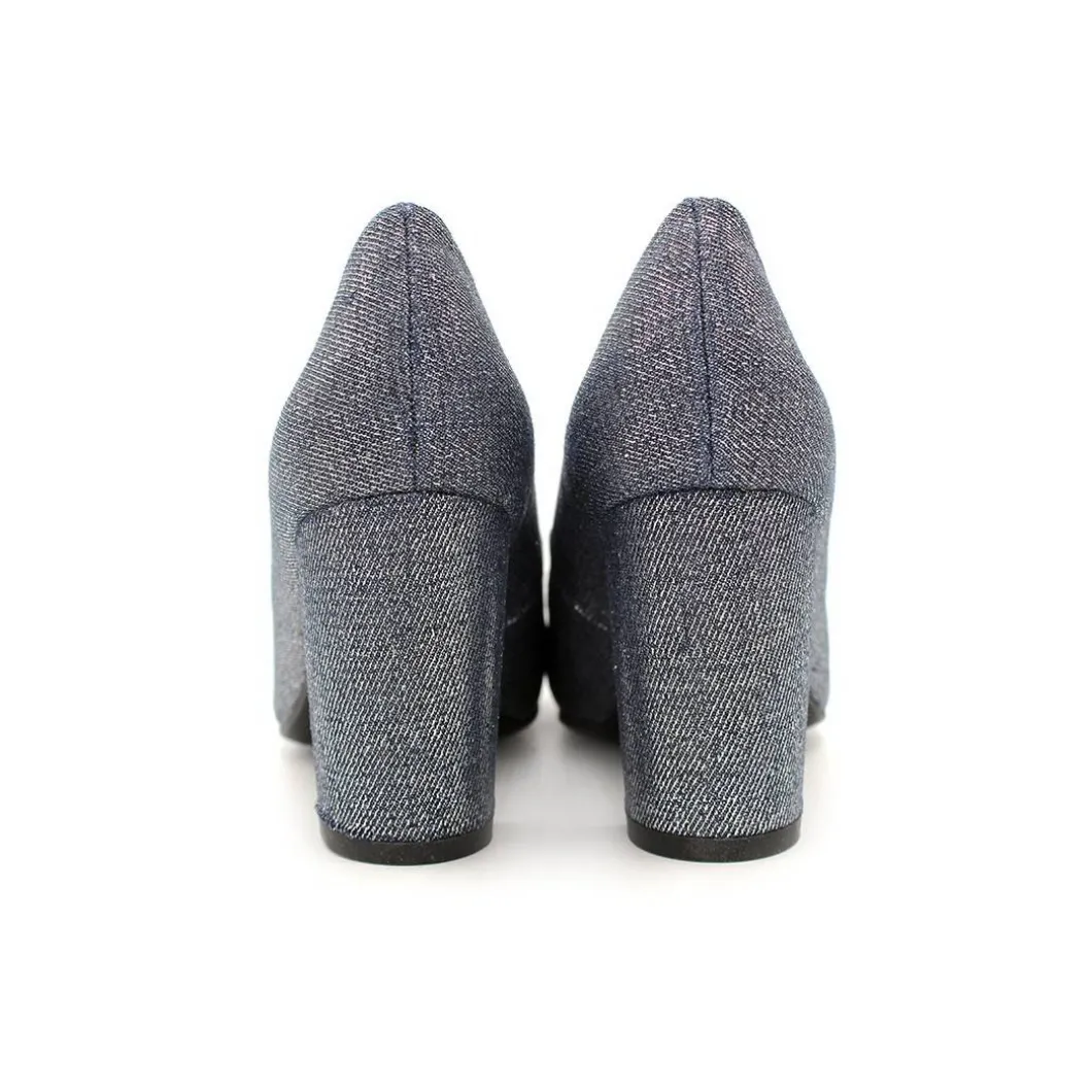 Stiletto tacón ancho vaquero brillo
