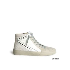 Zapatilla abotinada tachas blanca