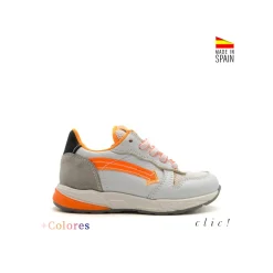 Zapatilla blanca neon naranja Clic!