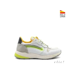 Zapatilla blanca neon naranja Clic!