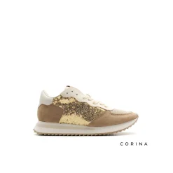 Zapatilla con lentejuelas dorada