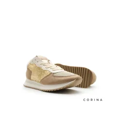 Zapatilla con lentejuelas dorada