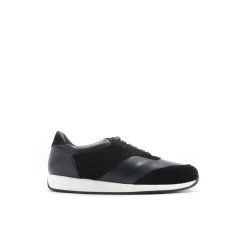 Zapatilla cordón de piel azul marino