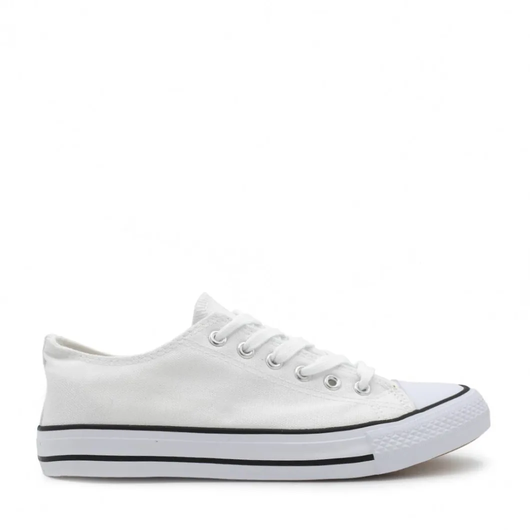 Zapatilla CV Blanca raya negra